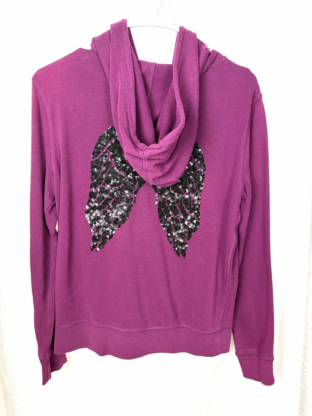 Victoria's Secret Purple Hoodie with Black Sequin Angel Wings